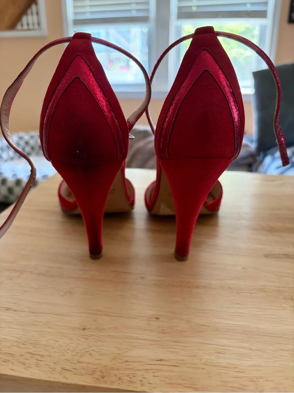 Marc Jacobs Red Suede & Patent Ankle-Strap Heels